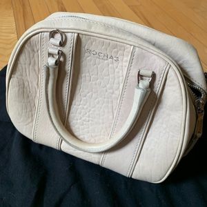 Rochas Paris Leather Bowler Hand Bag Cream